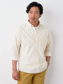 【初夏の大感謝祭】カットジャガード7分袖ボタンダウンシャツ