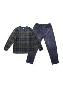 【ブルックスブラザーズ】ストレッチニットタータンチェックプリントクルーパジャマ