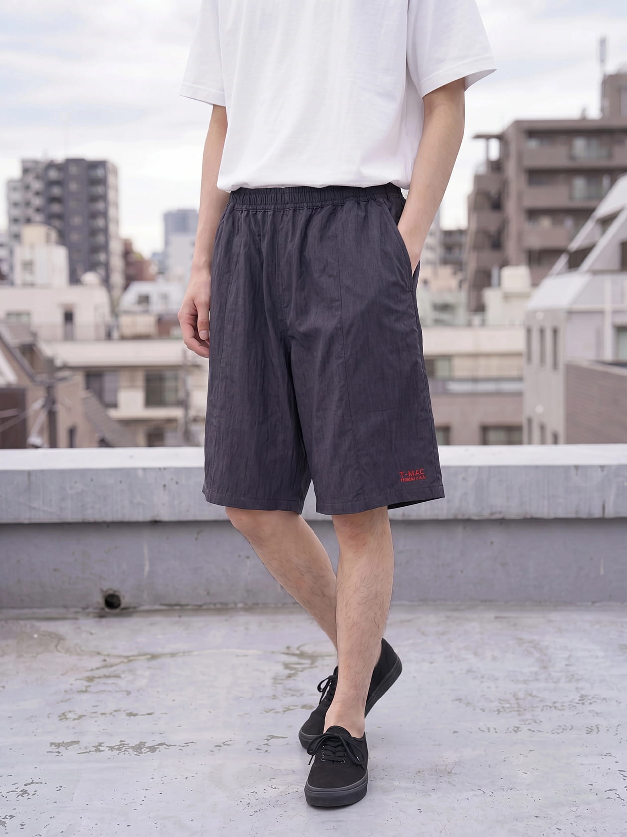 レーヨンナイロン バギーハーフパンツ