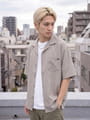 吸水速乾 麻風半袖開襟シャツ