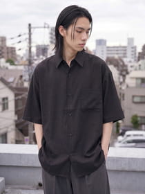 吸水速乾 麻風半袖オーバーシャツ