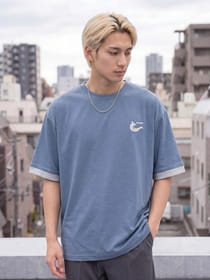 吸水速乾 袖リブ配色 半袖Tシャツ