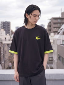 吸水速乾 袖リブ配色 半袖Tシャツ