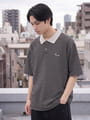  ボーダー ワンポイントFOX刺繍ワッペン 半袖ポロシャツ