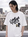 コットン天竺 フロッキープリント 半袖Tシャツ