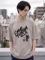 コットン天竺 フロッキープリント 半袖Tシャツ