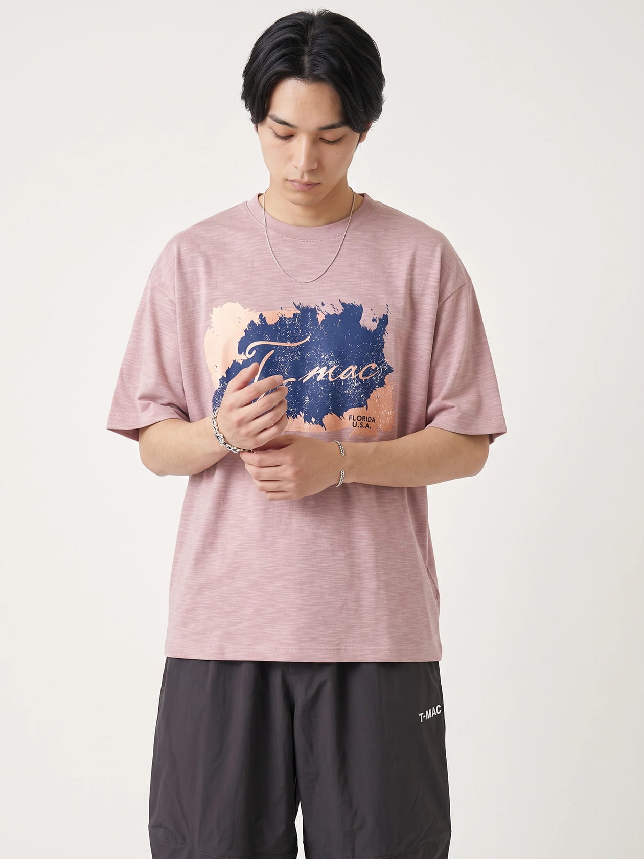 スラブ天竺 サーフロゴ刺繍＆プリント 半袖Tシャツ