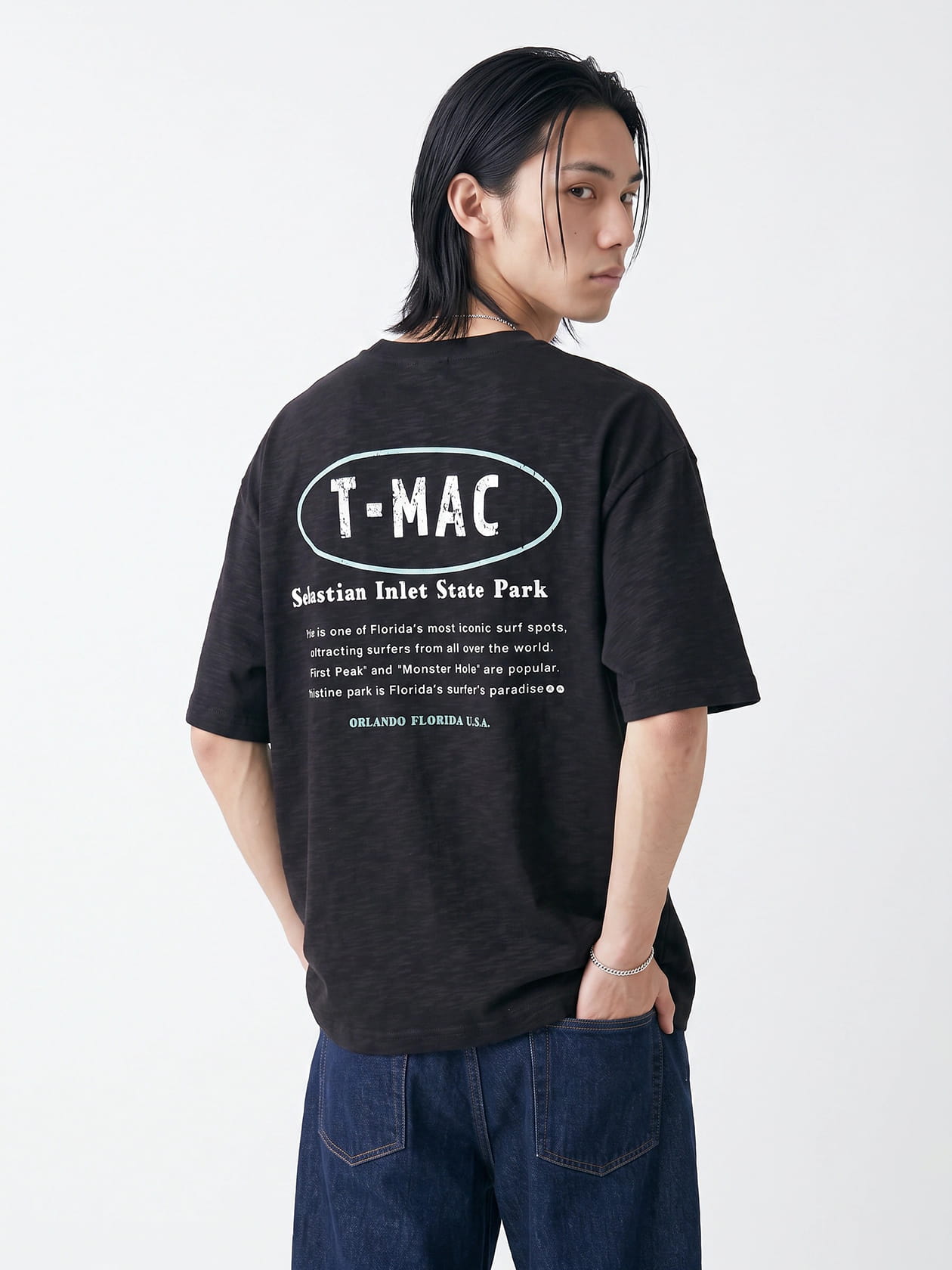 スラブ天竺 オーバルロゴプリント 半袖Tシャツ
