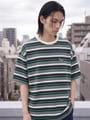 マルチボーダー ワンポイントFOX刺繍ワッペン 半袖Tシャツ
