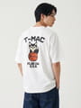 コットン天竺 バスケキツネピクセル発泡プリント 半袖Tシャツ