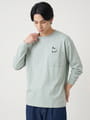 のぞきキツネ刺繍 オーバーサイズ コットン天竺 長袖Tシャツ