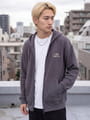 ワッフル 背面刺繍ジップパーカー