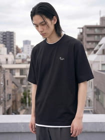 接触冷感 冷感ポンチ フェイクレイヤード クルーネック 半袖Tシャツ