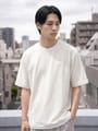 ハーフミラノ フェイクレイヤードクルーネック半袖Tシャツ