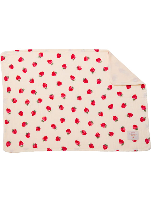 いちごプリントダブルガーゼ ペット用 ブランケット