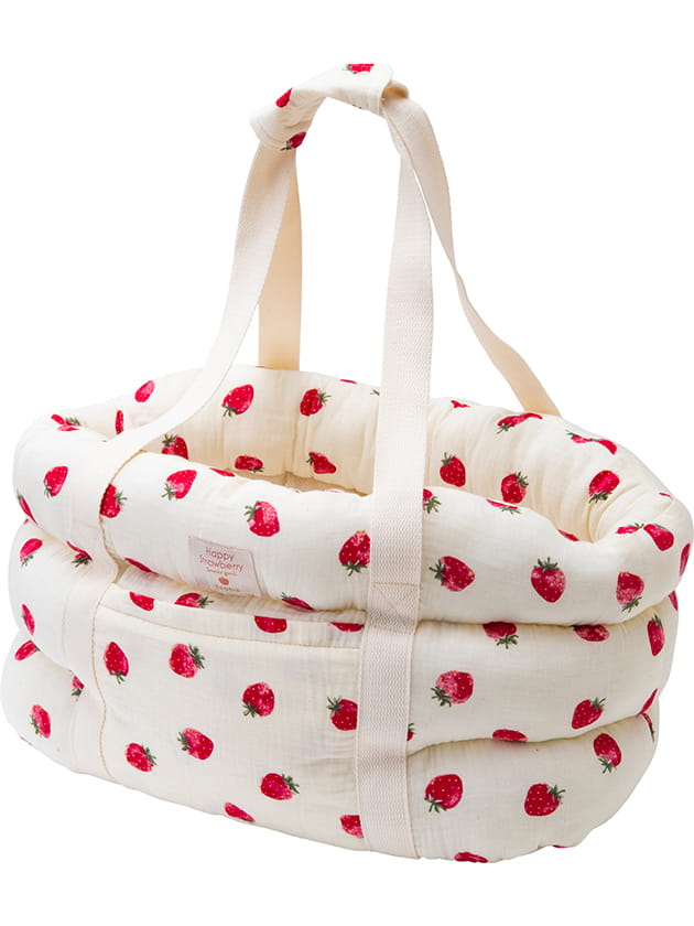 いちごプリントダブルガーゼ ペット用キャリーバッグ