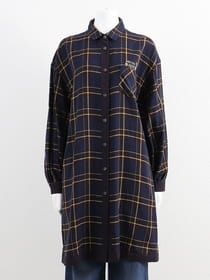 【サンプル】接結ギンガムチェックロングシャツブラウス