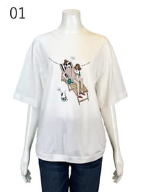 【サンプル】モックネックバカンス風プリントカットソー