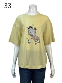 【サンプル】モックネックバカンス風プリントカットソー