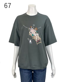 【サンプル】モックネックバカンス風プリントカットソー