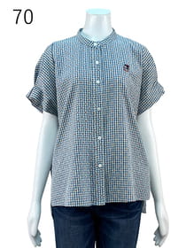 【サンプル】スタンドカラープリントブラウス