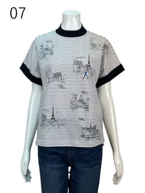 【サンプル】細ボーダーモックネックカットソー