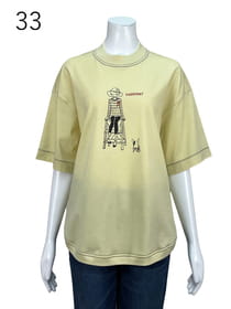 【サンプル】モックネック単色プリントカットソー