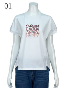 【サンプル】スパンコール入り立体ロゴ刺繍カットソー