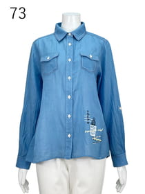 【サンプル】ediちゃん2.2oz綾デニムシャツブラウス