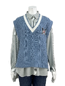 【サンプル】アラン編みプレッピーニットベスト