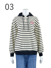【サンプル】ワッフルボーダー配色　パーカー