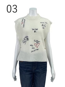 【サンプル】刺繍入りバルキー　ニットベスト