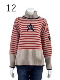 【サンプル】アクリル/ウール　バルキーニットボーダー　プルオーバー