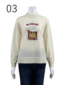 【サンプル】ポップコーン柄入りニット　プルオーバー