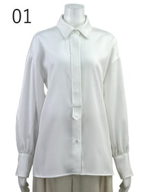 マットストレッチサテン 比翼シャツ