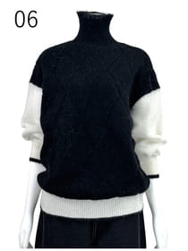 モヘヤ混・バイカラー・編地変化 プルオーバー