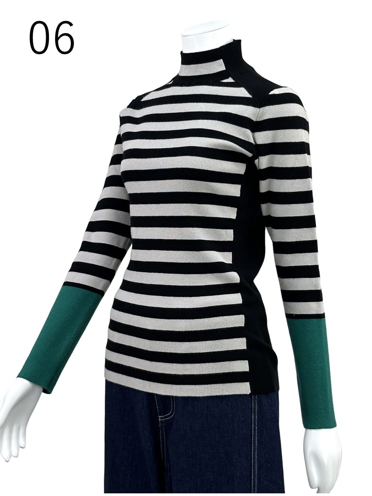 ストレッチリブニット・配色 プルオーバー