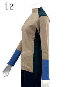 ストレッチリブニット・配色 プルオーバー