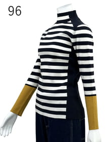 ストレッチリブニット・配色 プルオーバー