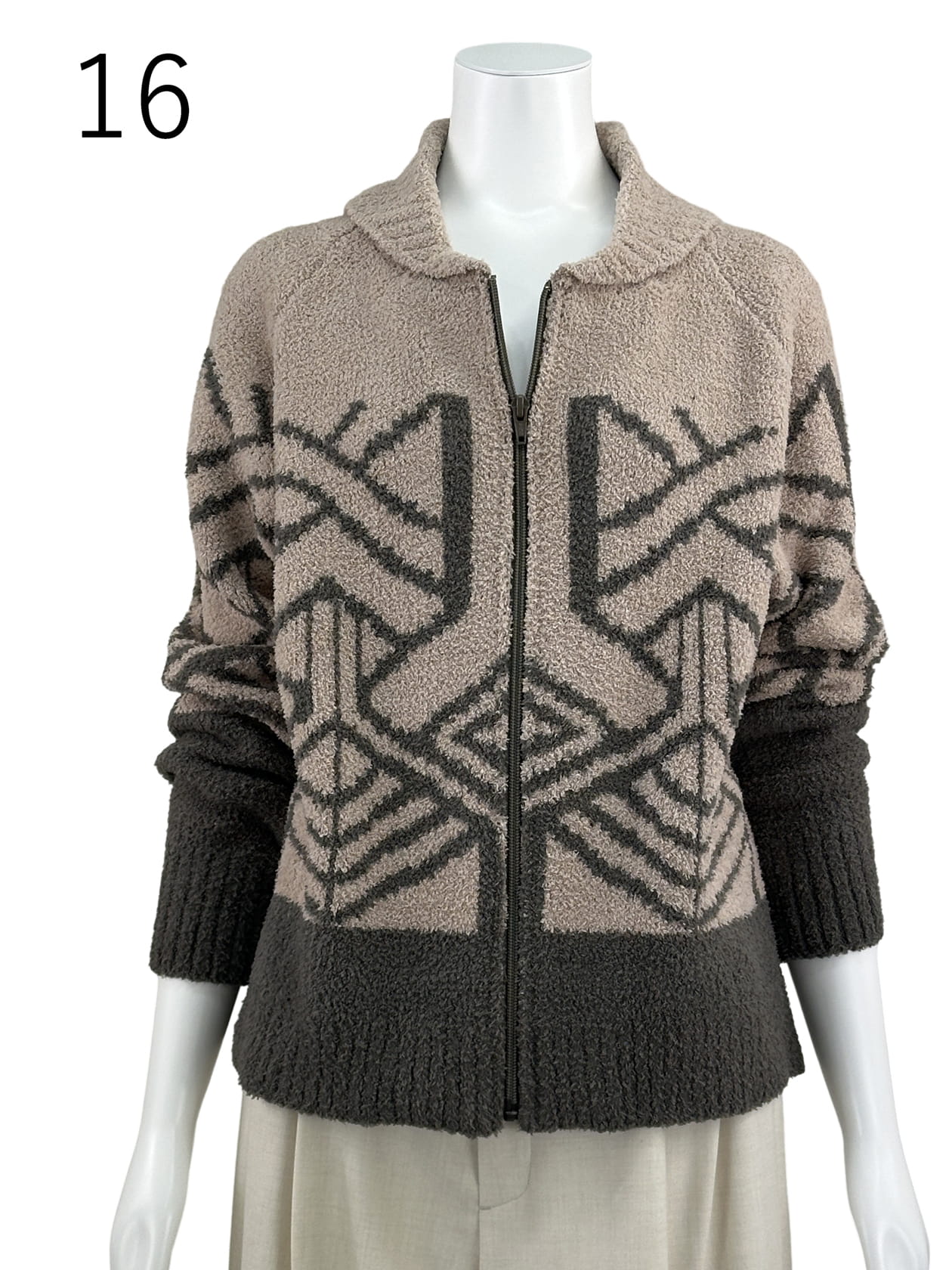 ソフトモール・ジャカード Zipカーディガン