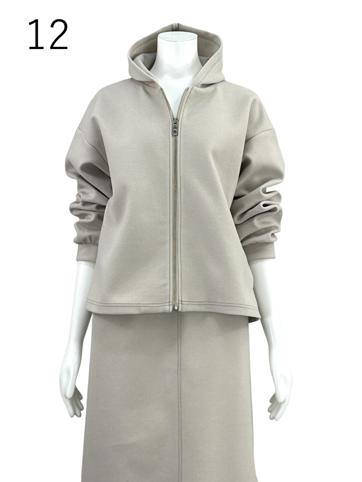 ストレッチニット Zipフードブラウス