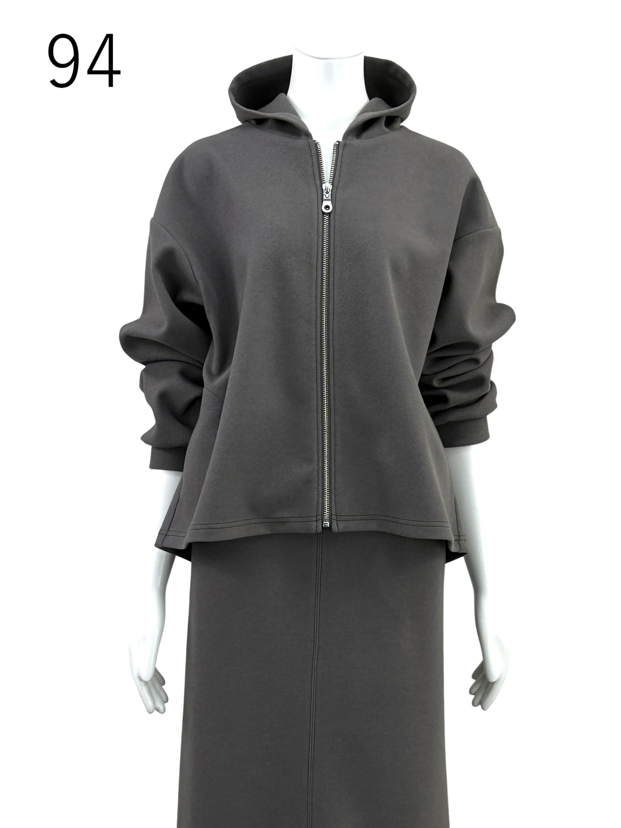 ストレッチニット Zipフードブラウス