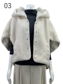 ボア素材 クロップド フードベスト