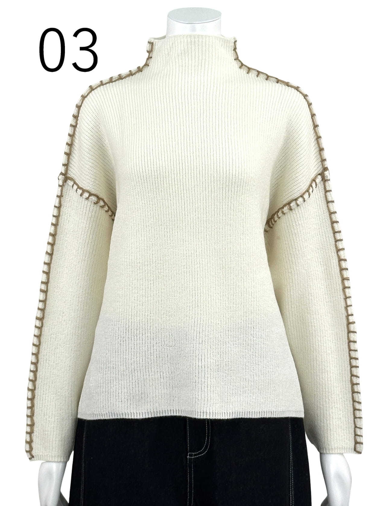 クラフトステッチ リブプルオーバー