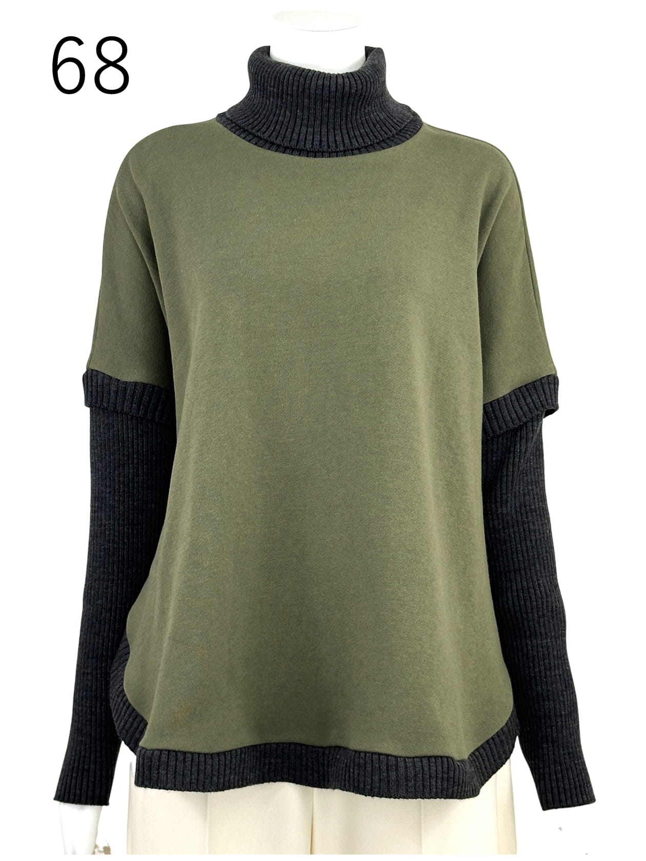 マントシルエット コンビプルオーバー