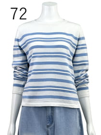 ボーダー コットンニットプルオーバー