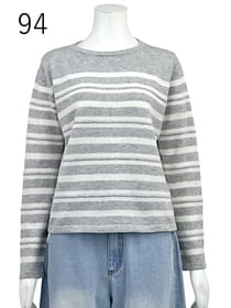 ボーダー コットンニットプルオーバー