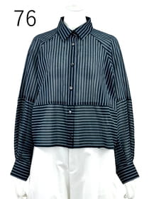 ピンストライプ ショートブラウス