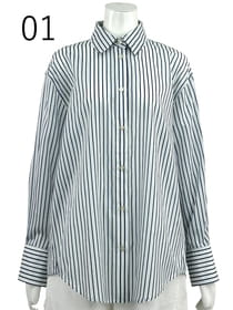 シルキーコットン ピンストライプシャツ
