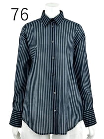 シルキーコットン ピンストライプシャツ